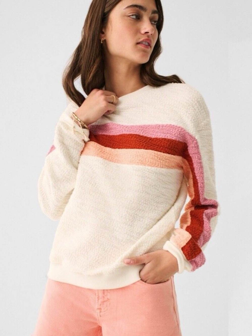 Faherty Vista Striped Pullover Sweatshirt Sweater Sz: XL